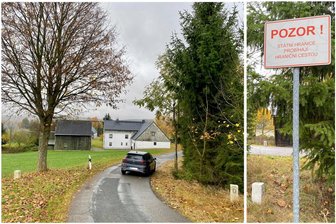 Verrückte Grenzgeschichte: Diese Straße im Erzgebirge ist zugleich deutsch und tschechisch - Der Kriegwaldweg in Rübenau: Hier fährt das Auto in den "neutralen" Straßenabschnitt. Ein paar Meter weiter (rechtes Bild) verläuft die Straße zwischen dem tschechischen und dem deutschen Grenzstein.