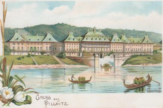 „Viele Grüße aus Pillnitz“ – Schloss zeigt historische Postkarten - historische Postkarte Foto: Schloss & Park Pillnitz