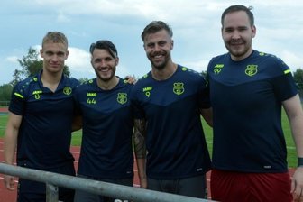 Vier neue Kräfte treiben Motor an - Die Neuzugänge von Fußball-Landesligist FSV Motor Marienberg: Florian Martin, André Luge, Philipp Colditz und Toni Wolf (von links).