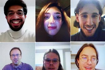 Virtueller Weihnachtsabend der Westsächsischen Hochschule Zwickau: Spaß beim Chatten, Raten und Basteln - Internationaler Weihnachtsabend der WHZ. Obere Reihe: Yash Wadke aus Indien, Dalia Estetieh aus Jordanien, José Alfonso Hernández Bermejo aus Spanien (v. l.). Unten: Tilo Wodzinski, Thomas Müller, Dennis Varoß.