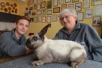 Vogtländischer Kleintierzüchterverein feiert 120. Geburtstag – Warum das Wettkrähen im Sozialismus hoch angesehen war - Tiere züchten ist keine Frage des Alters. Leon und Manuela Röder sind stolz auf ihr Sallander Kaninchen.
