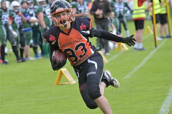 Vogtland Rebels wollen Chance auf Revanche gegen Suhl Gunslingers nutzen - Jan Macholdt (Receiver) wurde im letzten Spiel gegen Saalfeld mit zwei Touchdowns zum Mann des Spiels gekürt.