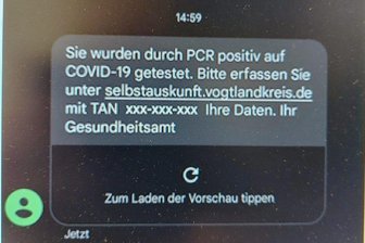 Vogtlandkreis verschickt jetzt SMS-Link an Coronainfizierte - So sieht der SMS-Link aus, den der Vogtlandkreis jetzt Corona-Infizierten zusendet.