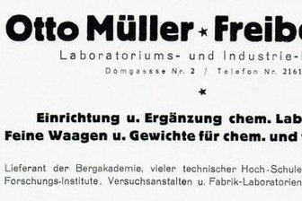 Vom Glaskolben bis zum Komplettlabor - Mit dieser Anzeige machte Otto Müller 1926 auf sein Geschäft aufmerksam.