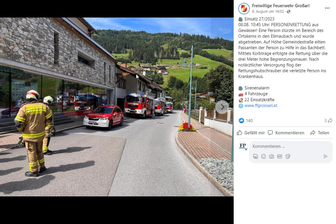 Von Bach mitgerissen: Mann aus Mittelsachsen stirbt in Österreich - Die Freiwillige Feuerwehr Großarl barg den leblosen Mittelsachsen aus dem Ellmaubach in Österreich.