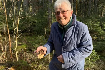 Von Besserwissern auf dem Krankenbett und falschen Champignons: Was eine Zwickauer Pilzberaterin alles erlebt - Sogar im Januar findet Eva Tüngler Pilze – hier einen Wurzelschwamm.