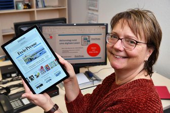 Von der Druckerpresse ins Internet: Digitale Angebote der „Freien“ Presse werden in Mittweida vorgestellt - Iris Weißbach gehört zum Team der „Freien Presse“, das die Digitalangebote der Zeitung vorstellt.