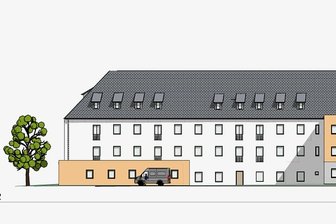 Von der Ruine zum Hotel: Warmbader Pawlow-Haus erhält moderne Anbauten - Die Pläne sehen vor, das Gebäude mit mehreren Anbauten zu ergänzen. Die Visualisierung zeigt die Nordseite. 