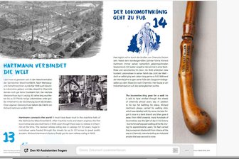 Von Schienenpferden, Skorpionen und einer Schaumgeborenen: Chemnitzer Kultur anders, gebündelt in einem Buch und verbündet - Eine Doppelseite aus dem Buch „Die Schiene liegt nicht weit vom Pferd“