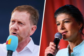 Vor möglichen Koalitionsverhandlungen in Sachsen: Kretschmer spricht mit Wagenknecht - Michael Kretschmer (CDU) und Sahra Wagenknecht (BSW) haben am Montag miteinander gesprochen.