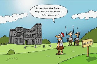 Vorsicht, Satire: Wie die Porta Nigra von Freiberg nach Trier kam - Historiker wissen es genau: Die römische Porta Nigra stand eventuell vielleicht ganz sicher mal in Freiberg. 