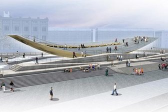 Waage am Schloss: Einheitsdenkmal kommt nun doch wie geplant - die Computergrafik zeigt den Entwurf für das Denkmal, das in Berlin entstehen soll.