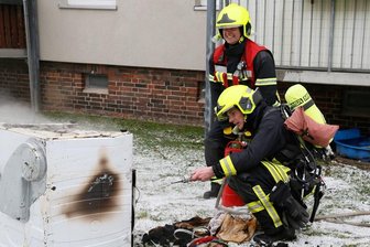 Wäschetrockner in Flammen -