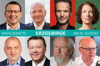 Wahldebatte im Erzgebirge: Frage nach möglicher Koalition sorgt für Lacher im Publikum - Grafik: Mark Frost