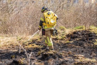 Waldbrandwarnstufe 3 im Erzgebirge: Feuerwehren müssen zu Wiesenbränden ausrücken - Mit Löschrucksäcken konnten die Einsatzkräfte den Flammen schnell Herr werden.