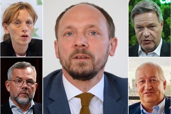 Wanderwitz-Rückzug: So reagieren die Politik und sein Rivale von der AfD - Marco Wanderwitz (Mitte) verlässt die Politik. Karin Prien (CDU), Robert Habeck (Grüne), Mike Moncsek (AfD) und Michael Roth (SPD) äußern sich zum Rückzug.