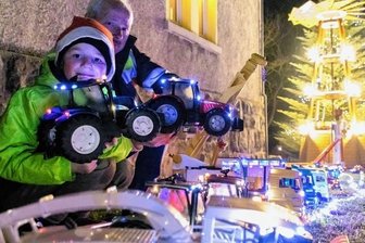 Warum sich ein Auerbacher seine eigene Brummi-Parade baut - Um die 20 Modelle haben Bernd Günther und Enkel Henning (5) in den vergangenen Monaten umgebaut. 