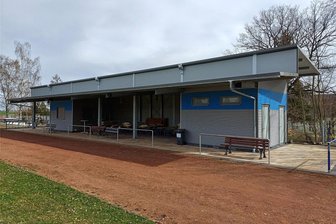 Was die Coschützer Vereine in diesem Jahr planen - Das ist die neue Bürgerbegegnungsstätte im Coschützer Stadion. Im September soll sie eingeweiht werden.