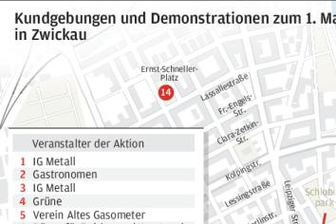 Was in Zwickau am 1. Mai passiert - Übersicht - Kundgebungen und Demonstrationen am 1. Mai in Zwickau