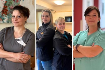 Was Reinigungskräfte im Erzgebirge erleben: "Manche hinterlassen die Bäder wie die Schweine" - Sie sorgen im Erzgebirge für Sauberkeit: die Reinigungskräfte Cindy Tippmann, Linda Aßmann und Manuela Richter sowie Christel Themel (v. l.).