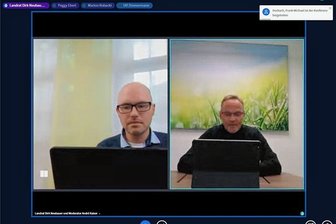 Was sich Mittelsachsen digital wünschen - Landrat Dirk Neubauer (r.), hier mit Moderator André Kaiser, stellte sich bereits im September vorigen Jahres erstmals im Online-Format den Fragen von Bürgerinnen und Bürgern. 