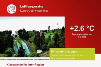 Webportal: So ändert sich das Klima in Sachsens Gemeinden - Winter ade: Ohne Reduktion der Treibhausgase steigt die Durchschnittstemperatur in Oberwiesenthal bis 2050 um 2,6 Grad Celsius. 