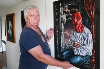 Weltenbummler aus Zschopau präsentiert in 26 Gemälden den „ganz normalen Wahnsinn“ - Unter anderem wird dieses Selbstporträt in der Ausstellung von Jörg Blätterlein zu sehen sein.