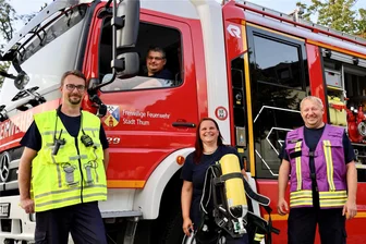Wenn aus Löschzwergen Aktivposten der Thumer Feuerwehr werden - Die letzten ersten Jugendfeuerwehrkameraden: Thomas Hofmann, André Wienhold, Bianca Göthel und Marek Göthel (von links).