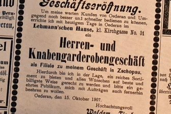 Wenn der Bauch nicht in den Anzug passt - In der Firmenchronik findet sich die Eröffnungsanzeige des Herren- und Knabengarderobengeschäftes.