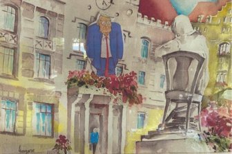 Wenn Donald Trump Zwickau regieren würde: Ex-OB Vettermann verfasst Satire - Ex-OB Vettermann hat zur Illustration seiner Geschichte Trump auf den Zwickauer Rathausbalkon montiert.