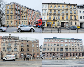 Wenn Immobilien zum Problem werden - Diese vier Immobilien gehören zu einem Paket, das für 1,89 Millionen Euro verkauft werden soll. Oben: Kolpingstraße38 (links) und Marienthaler Straße 101. Unten: Leipziger Straße 131 (links) und 138.