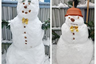 Wer hat den schönsten Schneemann von Oederan? - Zwei lustige Schneemänner hat Meike Weickhardt aus Oederan zum Wettbewerb eingereicht.