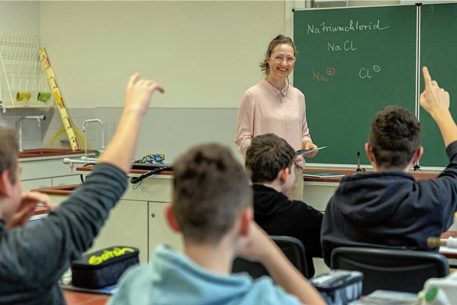 Wer jetzt die Chefin im Auerbacher Goethe-Gymnasium ist - Simone Lochmann ist Schulleiterin am Goethe-Gymnasium, unterrichtet aber auch: So in Chemie in Klasse acht. 