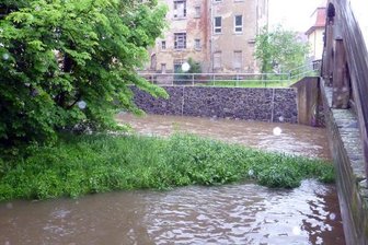 Wetter-Ticker: Unwetterwarnung für große Teile von Sachsen - Hier vereinigen sich Würschnitz und Zwönitz zur Chemnitz. Von Hochwasser war noch nichts zu sehen.