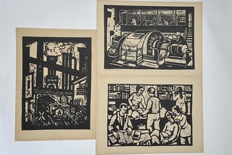 Wie das Oelsnitzer Bergbaumuseum zu mehr als 100 Kunstwerken aus Zwickau kam - Linolschnitte, die aus der Kunstmappe „Werksansichten" des Mal- und Zeichenzirkels des Klubhauses "Steinkohle" stammen. Die Arbeit "Koksabstich" (links), um die es im Beitrag geht, schuf der Zwickauer Günter Weber.