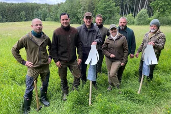 Wie die Jäger in Erdmannsdorf Rehkitze vor dem Mähmaschinen-Tod retten - Vor der Gras-Ernte in Erdmannsdorf wurde die Fläche auf versteckte Rehkitze abgesucht.