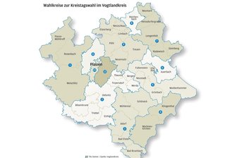 Wie die Vogtländer 2024 einen neuen Kreistag wählen - Zwölf Wahlkreise werden für die Kreistagswahl gebildet.