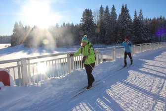 Wintersport auf Sparflamme: Im Erzgebirge fehlt vielerorts der Schnee - Skiwanderungen sind weiterhin entlang der Talsperrenloipe oberhalb von Carlsfeld möglich.