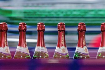 Wir der Sekt teurer? Rotkäppchen-Mumm muss an der Preisschraube drehen - Sektflaschen laufen in der Rotkäppchen Sektkellerei in Freyburg über ein Band.