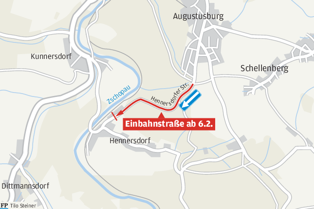 Zufahrt nach Hennersdorf wird Einbahnstraße - Sperrung Einbahnstraße Augustusburg Hennersdorf_c