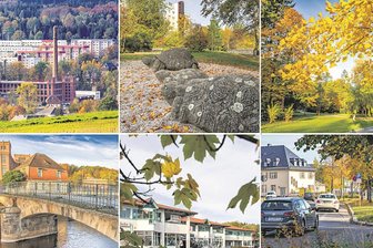 Zukunftsplan bis 2027: Flöha kann mit Fördergeld für Investitionen rechnen - Die Fotomontage zeigt einige der geplanten Projekt-Orte: das Wohngebiet Sattelgut, den alten Schildkröten-Spielplatz, das Plaue-Center, den Baumwollpark, die Alte Baumwolle, die Fußgängerbrücken, die dorthin führen, die Bahnhofstraße und den Bahnhofsvorplatz.