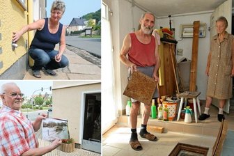 Zweckverband prüft Meeraner Abwasserkanäle - Vier Meeraner "Abwasser-Opfer" stehen stellvertretend für viele Dutzend Betroffene. Von oben links im Uhrzeigersinn: Adelheid Oehler, Kurt und Isolde Dau und Friedrich Fröhlich.