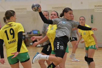 Zweite Niederlage im zweiten Spiel – warum das für den SV Schneeberg noch nichts heißen muss - Die Schneebergerin Justine Ach und ihre Teamkolleginnen tun sich auf dem Parkett manchmal noch schwer.
