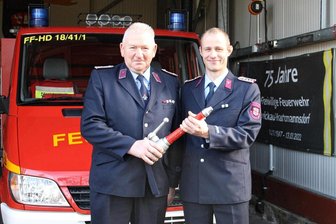 Zwickau: Wehrleiter übergibt nach 25 Jahren den Staffelstab - Der bisherige und der neue Wehrleiter: Dietmar Pansa und Tobias Rosenbaum.