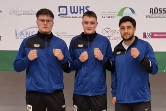 Zwickauer Boxer gehen bei der Deutschen Meisterschaft der U 23 gleich dreimal leer aus - Payam Jusofie, Linus Tesch und Rezan Boral (von links) erlebten eine schwierige Deutsche Meisterschaft.